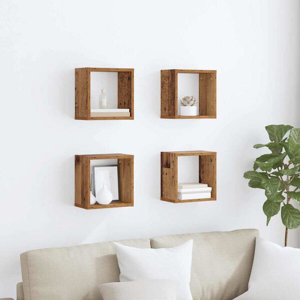 vidaXL Wall Shelves with Shelf Wall-mounted Old Wood Engineered Wood