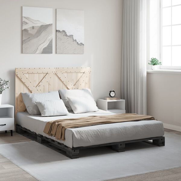 vidaXL Bed Frame without Mattress Grey 160x200 cm Solid Wood Pine
