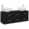 vidaXL Bathroom Furniture Set 3 pcs Black 49.5 x 44.5 x 65 cm