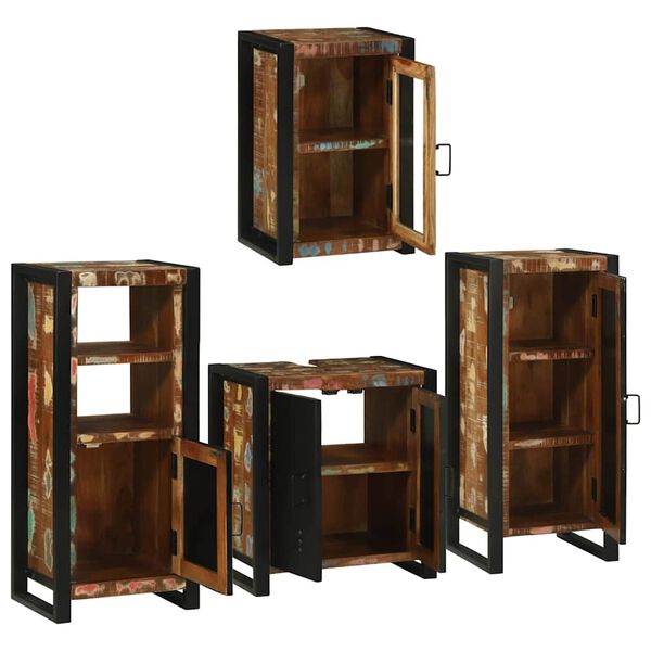 vidaXL Bathroom Furniture Set 4 pcs Multicolour Solid Reclaimed Wood