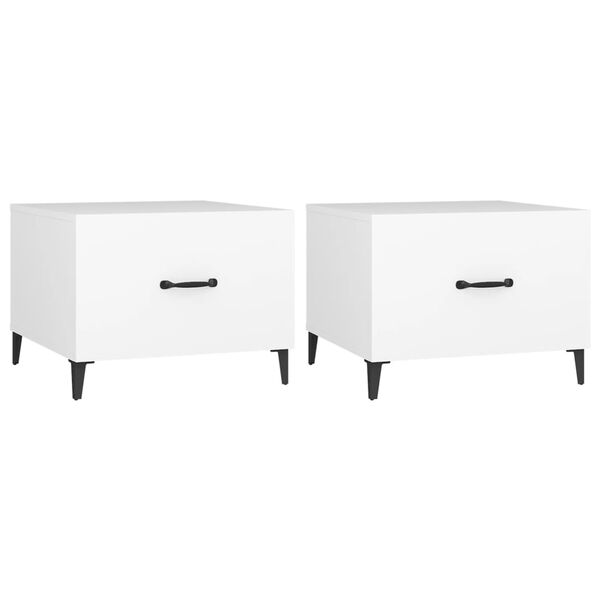 vidaXL Coffee Table with Metal Legs 2 pcs White 50x50x40 cm