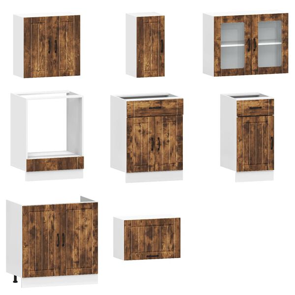 vidaXL 8 Piece Kitchen Cabinet Set Lucca Smoked Oak Engineered Wood