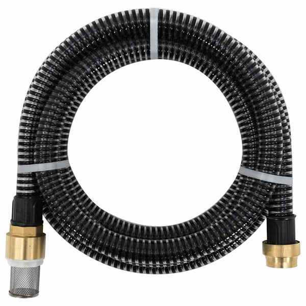 vidaXL Suction Hose with Brass Connectors Black 1.1" 20 m PVC
