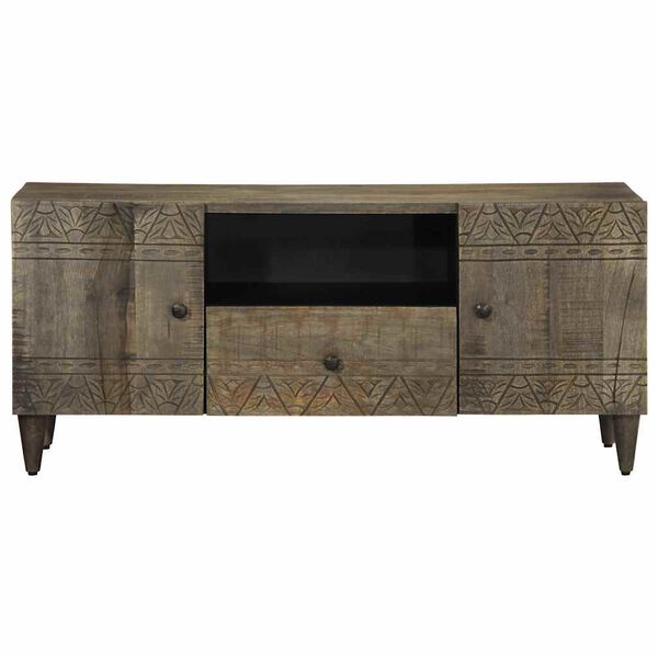 vidaXL TV Cabinet Light Grey 105x33.5x46 cm Solid Wood Mango
