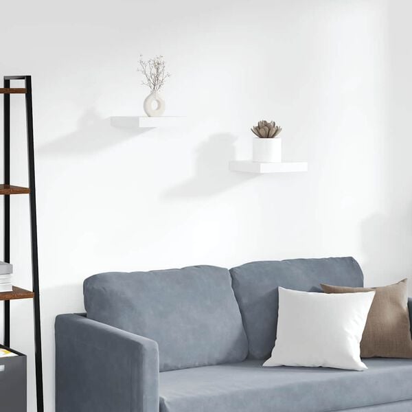 vidaXL Floating Wall Shelves 2 pcs White 23x23.5x3.8 cm MDF