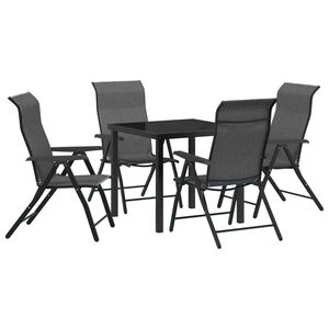 vidaXL Garden Dining Set 5 pcs Grey Powder-Coated Steel