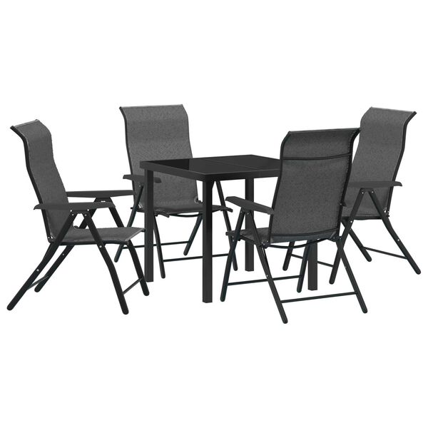 vidaXL Garden Dining Set 5 pcs Grey Powder-Coated Steel