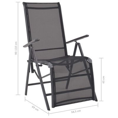 vidaXL Reclining Deck Chair Aluminium and Textilene Black