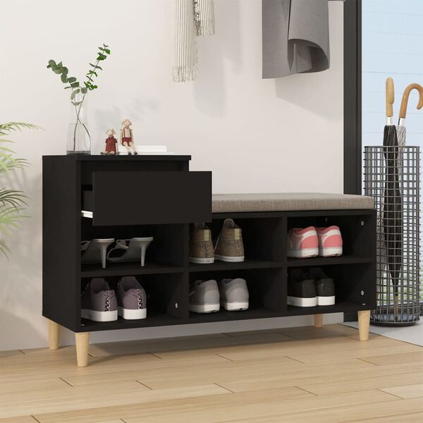 vidaXL Shoe Cabinet Black 102x36x60 cm Engineered Wood