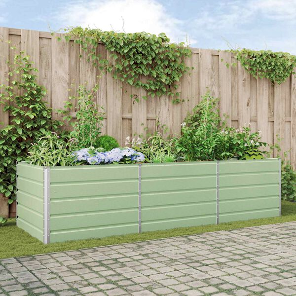vidaXL Planter Pastel Green 290 x 100 x 75 cm Galvanised Steel