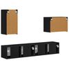 vidaXL TV Wall Cabinet Set Wall-mounted 4 pcs Black Engineered Wood