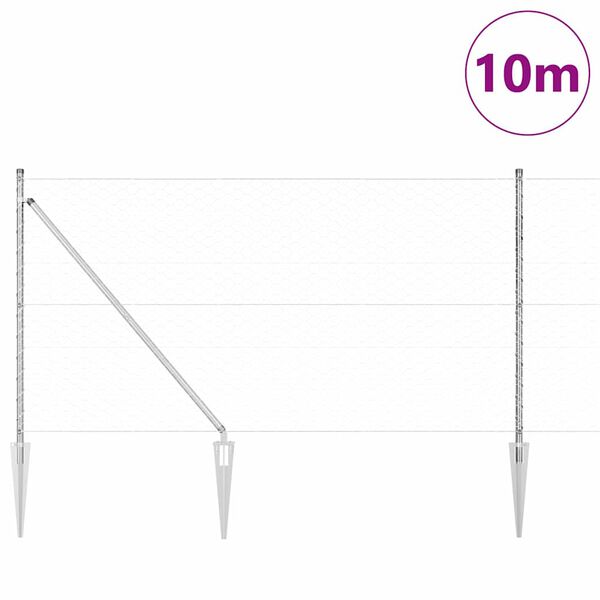 vidaXL Fence Post Silver 10 x 1 m (50 mm mesh) Steel