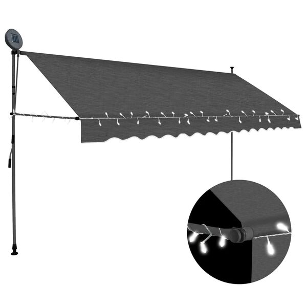vidaXL Manual Retractable Awning with LED 350 cm Anthracite