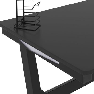 vidaXL Gaming Desk LED with Z Shape Legs Black 90x60x75 cm