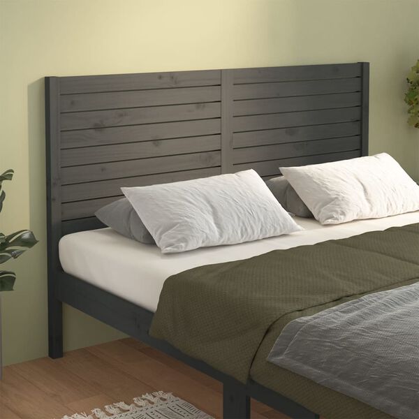 vidaXL Bed Headboard Grey 146x4x100 cm Solid Wood Pine