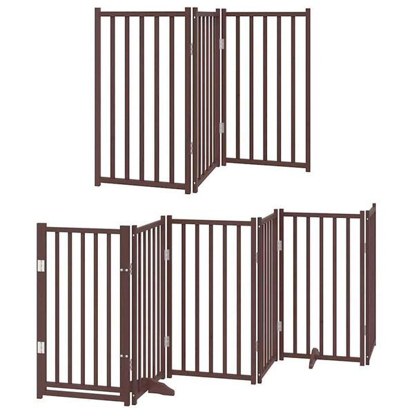 vidaXL Dog Gate with Door Foldable 12 Panels Brown 600 cm Poplar Wood