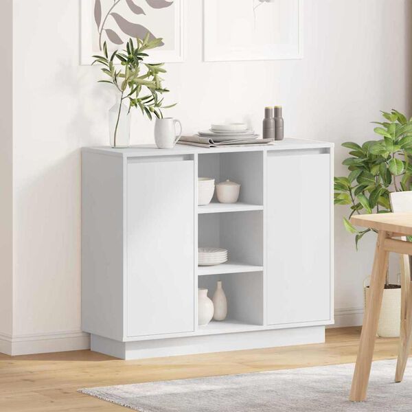 vidaXL LED Sideboard White 90 x 32 x 75 cm Engineered Wood