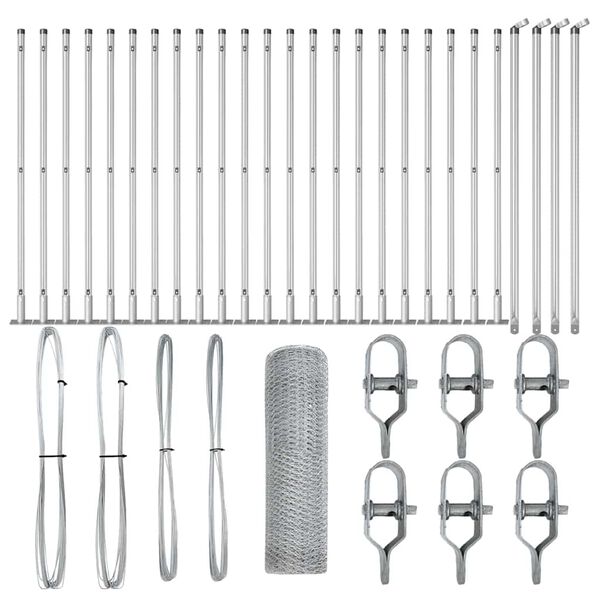 vidaXL Fence Post Silver 50 x 1 m (13 mm mesh) Steel