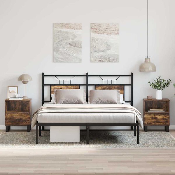 vidaXL Bedside Cabinets 2 pcs Smoked Oak 40x35x50 cm Engineered Wood