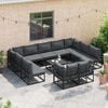 vidaXL Garden Sofa Set with Cushion 12 pcs Black Aluminium