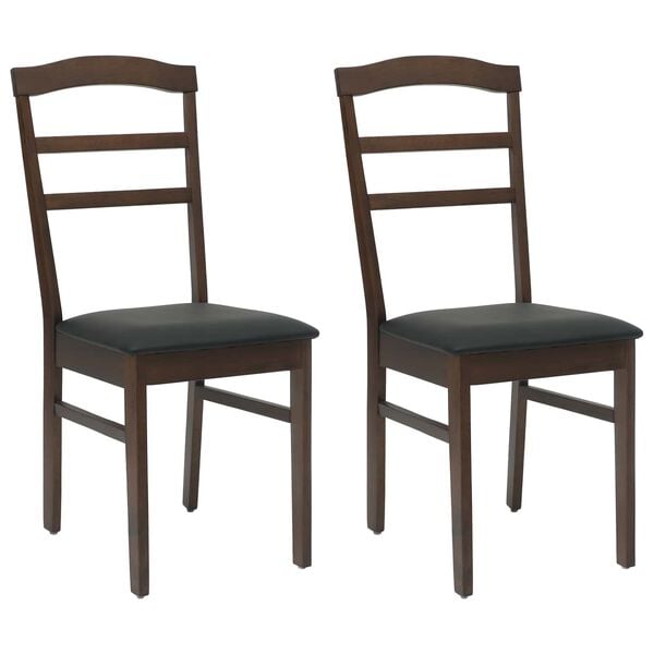 vidaXL Dining Chair 2 pcs Light Brown and Black Solid Rubber Wood