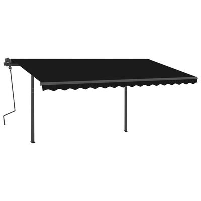vidaXL Manual Retractable Awning with Posts 4.5x3.5 m Anthracite