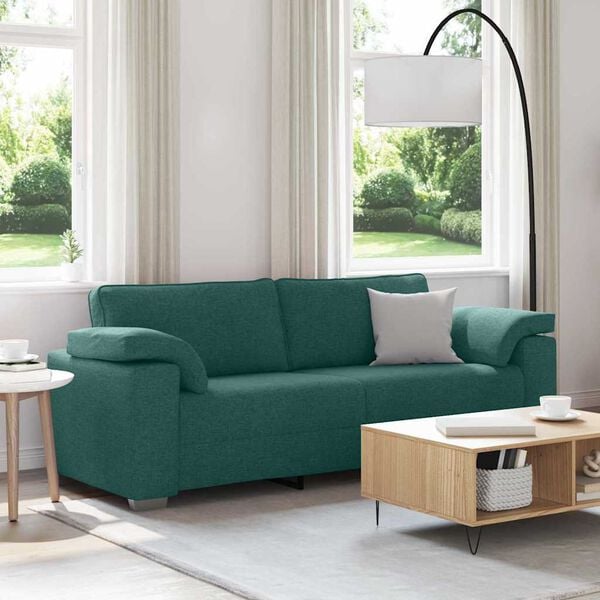 vidaXL Sofa Dark Green 219 x 77 x 82 cm Fabric