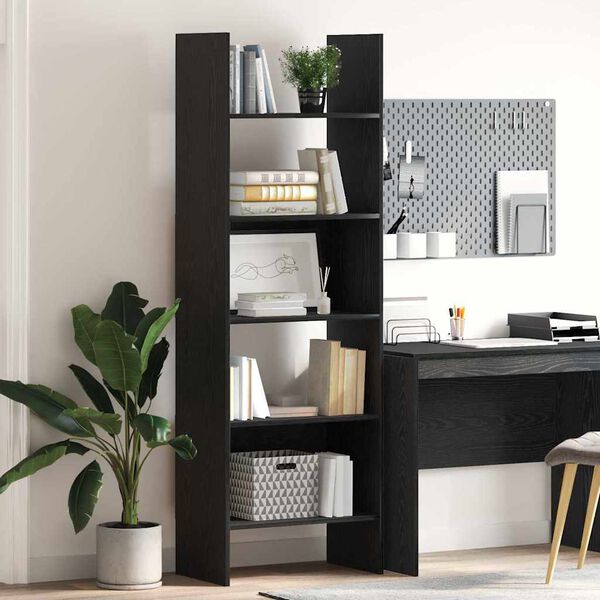 vidaXL Book Cabinet Black Oak 60 x 35 x 180 cm Engineered Wood