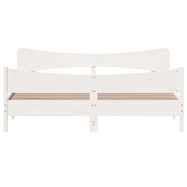 vidaXL Bed Frame without Mattress White 180x200 cm Super King Solid Wood Pine