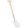 vidaXL Garden Digger Fork T Grip Stainless Steel and Ashwood