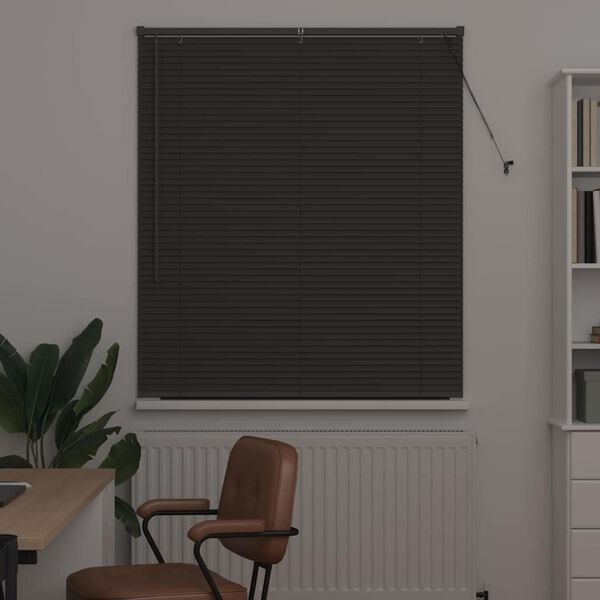 vidaXL Venetian Blinds with Curtains Dark Grey 130 x 110 cm Aluminium