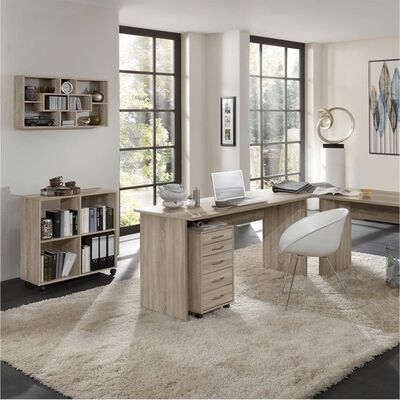 FMD Shelf on Swivel Wheels with 4 Compartments Oak Tree ...