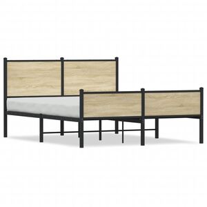 vidaXL Metal Bed Frame without Mattress Sonoma Oak 137x190 cm