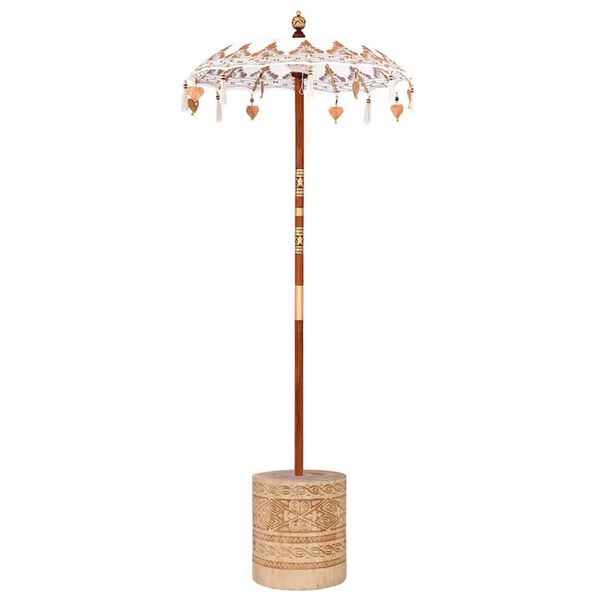 vidaXL Balinese Parasol 260 Cream 95-100 cm Cotton and solid wood