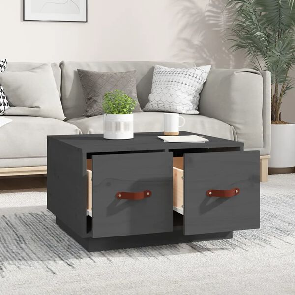 vidaXL Coffee Table Grey 60x53x35 cm Solid Wood Pine