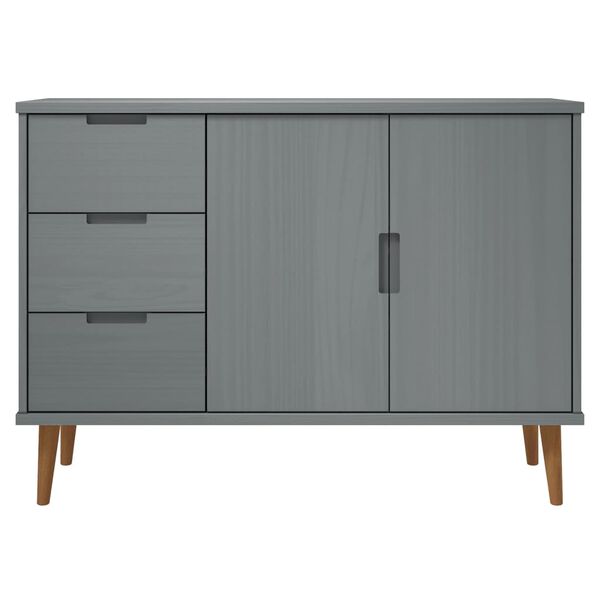 vidaXL Sideboard MOLDE Grey 113x40x80 cm Solid Wood Pine
