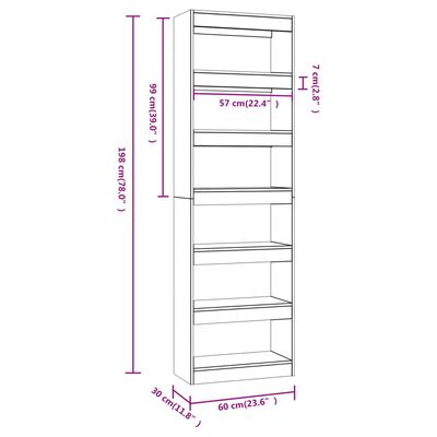 vidaXL Book Cabinet/Room Divider Concrete Grey 60x30x198 cm