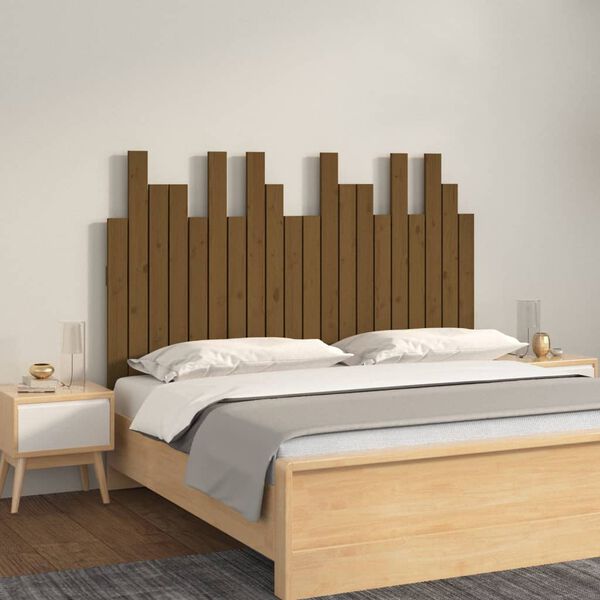 vidaXL Wall Headboard Honey Brown 127.5x3x80 cm Solid Wood Pine