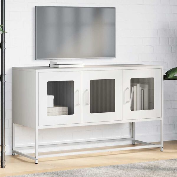 vidaXL TV Cabinet White 100.5x39x60.5 cm Cold-rolled Steel
