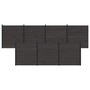 vidaXL Fence Panel 7 pcs WPC and Aluminium Black