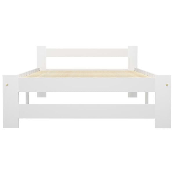 vidaXL Bed Frame without Mattress White Solid Pine Wood 90x200 cm