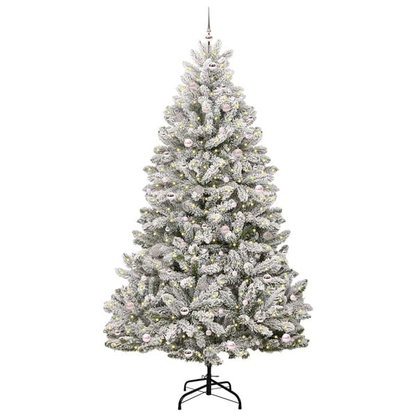 vidaXL Artificial Christmas Tree Green and White 270 cm PVC and Metal