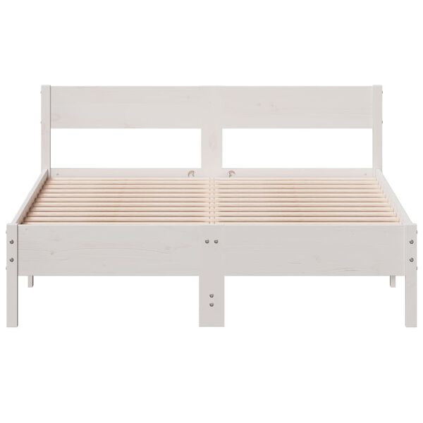 vidaXL Bed Frame without Mattress White 135x190 cm Double Solid Wood Pine