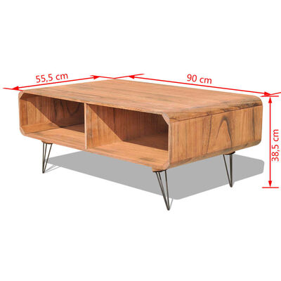 vidaXL Coffee Table 90x55.5x38.5 cm Solid Paulownia Wood Brown