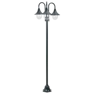 vidaXL Garden Post Light E27 220 cm Aluminium 3-Lantern Dark Green