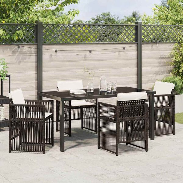 vidaXL Garden Dining Set 5 pcs Brown Powder-Coated Steel