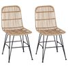vidaXL Dinning Chair 2 pcs Rattan and Steel Natural 41 x 55 x 85 cm