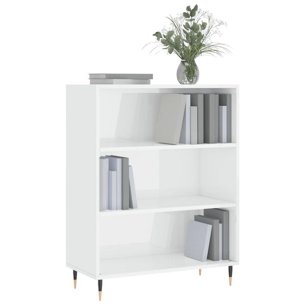 vidaXL Bookcase High Gloss White 69.5x32.5x90 cm Engineered Wood