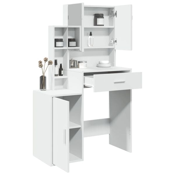 vidaXL Dressing Table with Cabinet White 80x35x132 cm