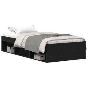 vidaXL Bed Frame without Mattress Black Oak 75x190 cm Engineered Wood